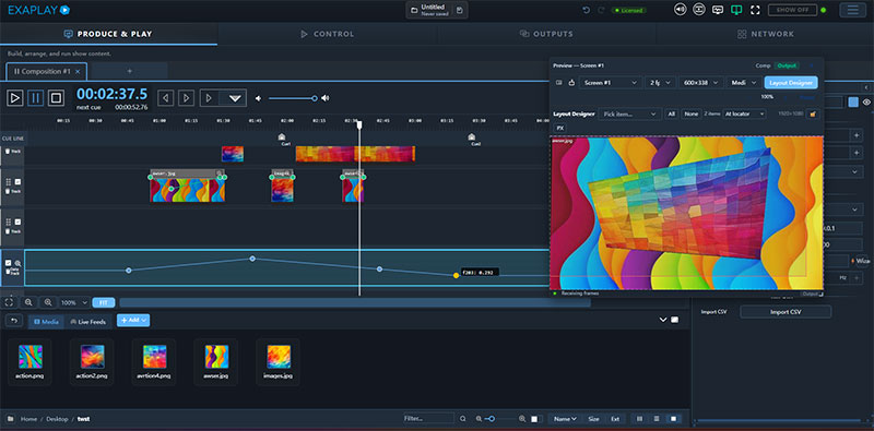 Composition tools in EXAPLAY 3